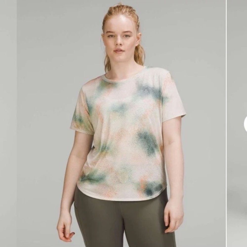 Lululemon High-Neck Running and Training T-Shirt Spray Camo Silver Blue Multi 10